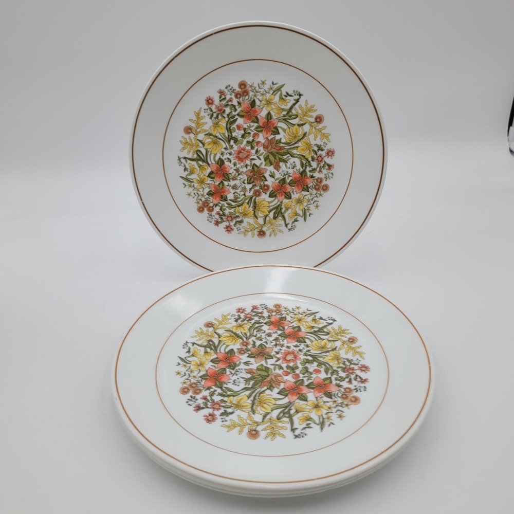 4pc Corelle Indian Summer Dinner Plates Set Floral Vitrelle Glass 10.25 inch
